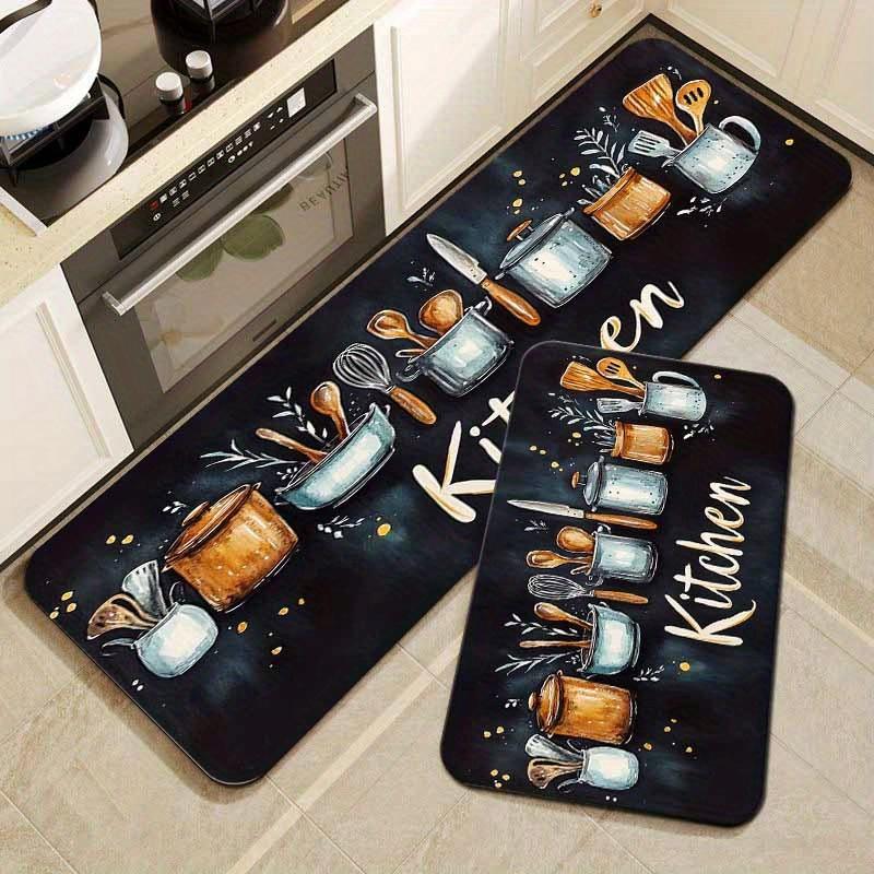 Black Stain-Resistant Kitchen Tool Carpet Kitchen Rug Soft Doormat Welcome Mat Rug For Bedroom Carpet For Live Room Home