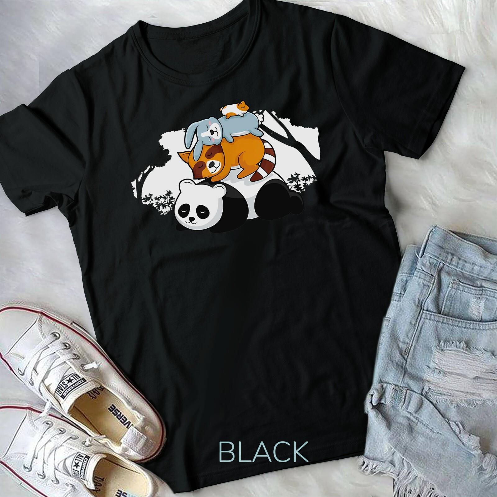 Panda Raccoon Rabbit Hamster Cute Sleeping Animals Pyramid Unisex T-shirt XL