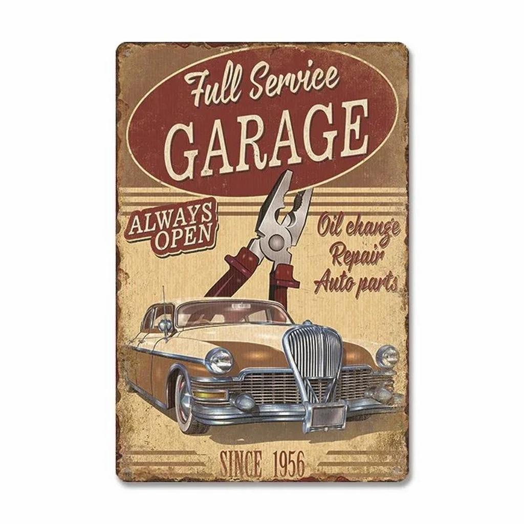 Classic Auto Garage Car Full Service Metal Tin Signs Wall Art Posters Plate Wall Decor for Bars Man Cave Cafe Clubs Garage Retro
