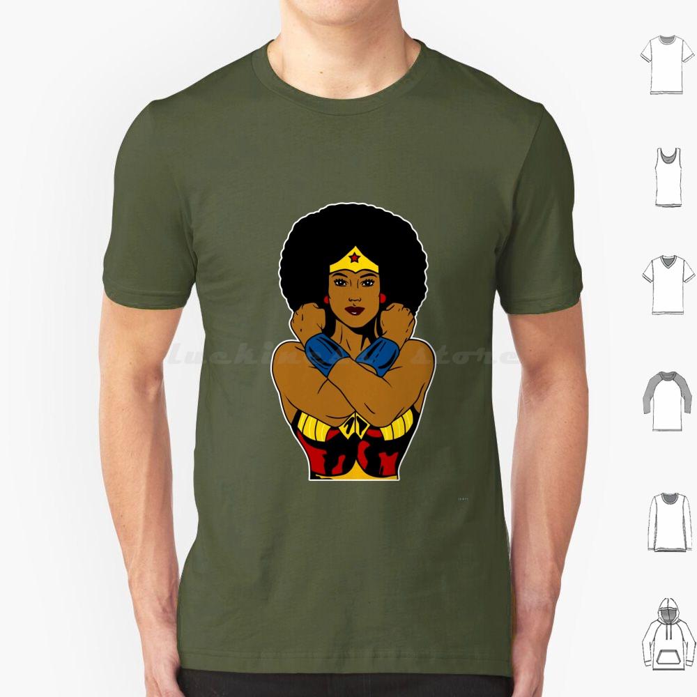 Strong Black Superhero Woman Afro Melanin T Shirt 6xl Cotton Cool Tee African American Africa Afro American Superhero Black