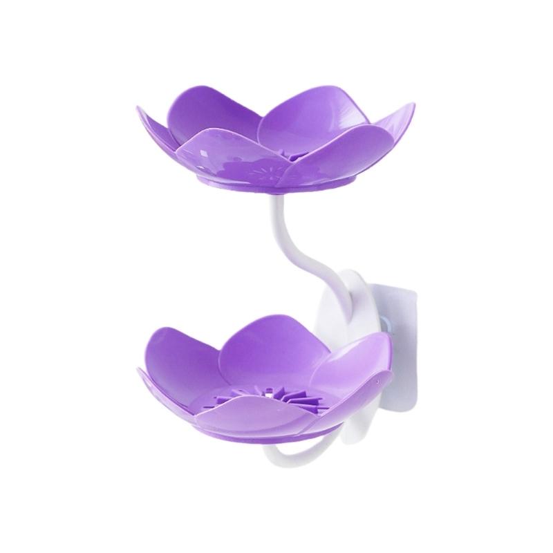 Doppelschichtige Lotusförmige Wandmontierte Seifenschale mit Starkem Kleber Selbstentwässerndes Design Kein Bohren Erforderlich für Badezimmer Dusche Küche