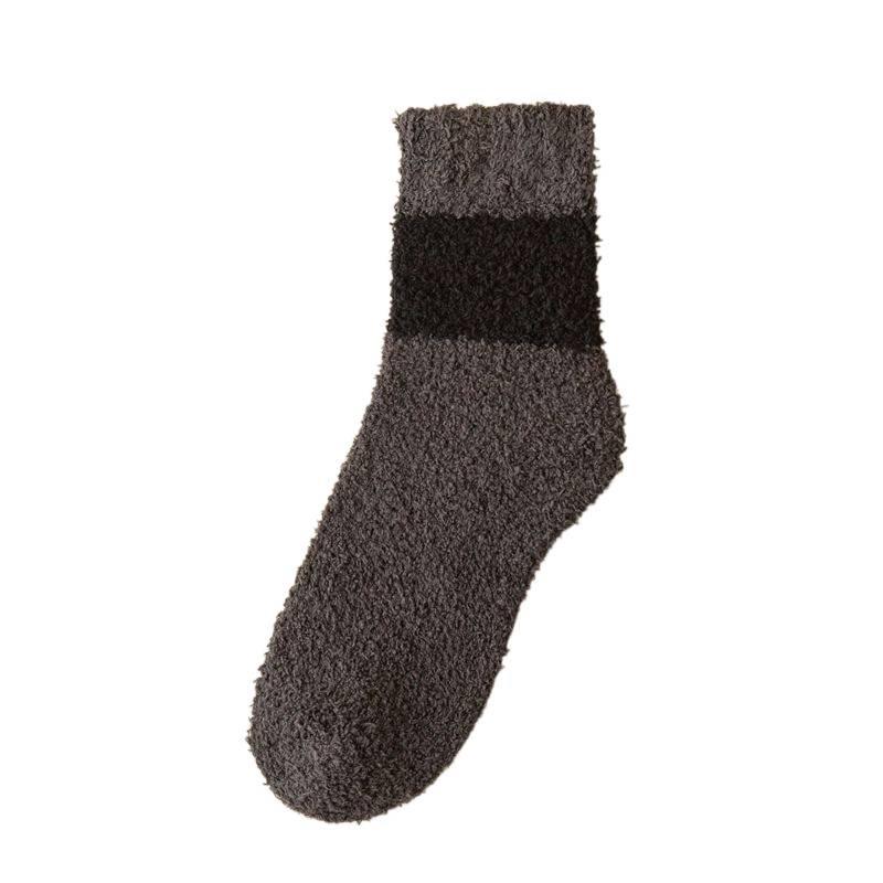 Winter and Autumn Men's Coral Fleece Mid-calf Socks, Men's Multi-color Coral Fleece Socks, Warm Floor Socks, Sleep Socks