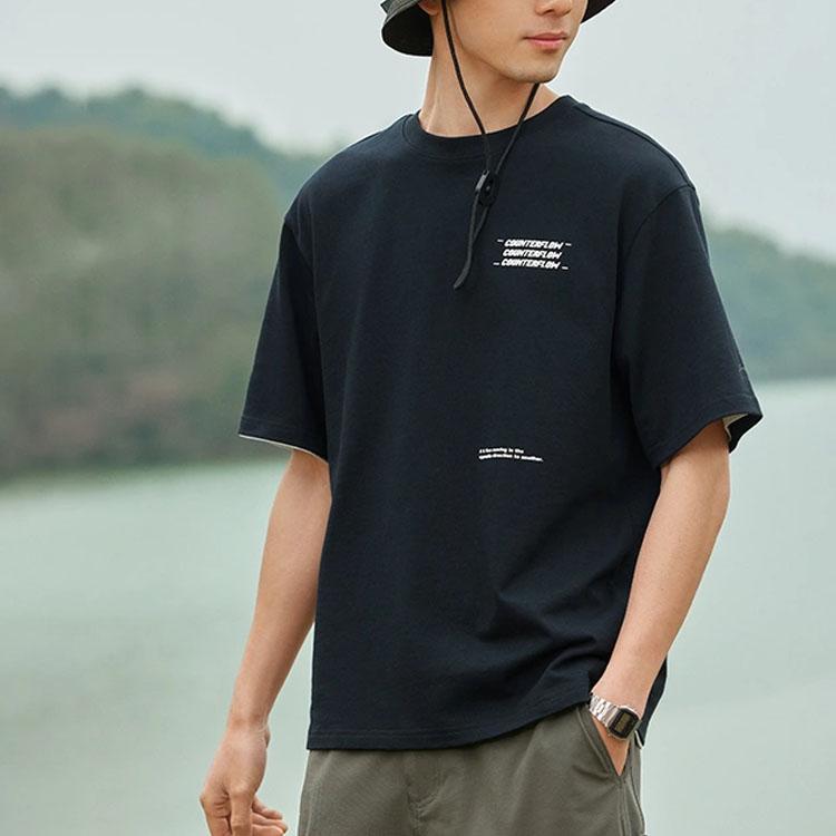 Li-Ning Pure Color Crew Neck Loose Pullover Short Sleeve T-Shirt Unisex Tops Black AHST537-2