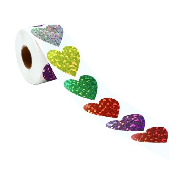 500Pcs Colored Heart Sticker Sparkling Star Sticker 25mm Wrapping Label Sticker for Scrapbooking Children Reward Sticker