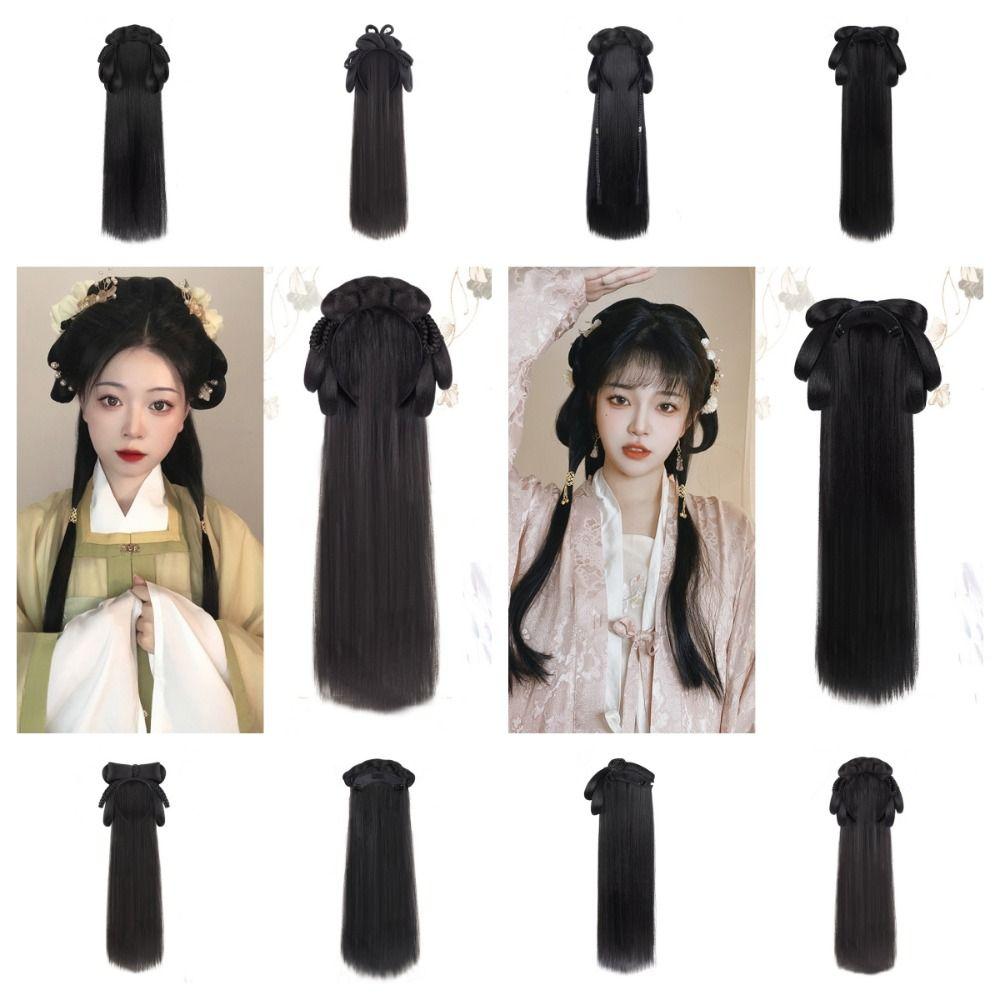 Μακριά Περούκα Hanfu Τσιμπιδάκι Κεφαλής Vintage Αξεσουάρ Κεφαλής Hanfu Cosplay Τούφες Μαλλιών Αρχαία Κινέζικη Περούκα Γυναίκες