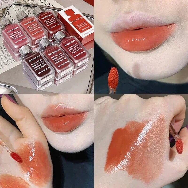 1Pcs Mirror Water Light Lip Gloss Lip Glaze Moisturizing Long Lasting Liquid Lipstick Sexy Red Lips Makeup Cosmetics