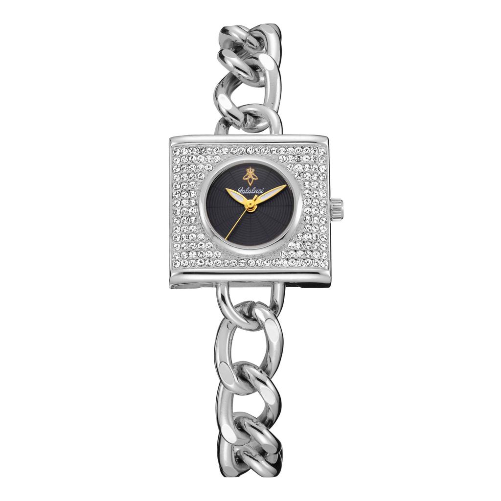 Yalalusi Luxury Full Diamond Square Disc Women'S Watch Chain Strap Women'S Watch Fashion Temperament Waterproof Quartz Watch