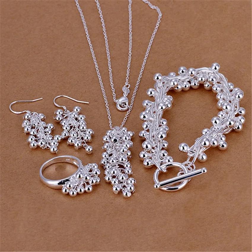 

Copper fine Grape beads pendant earrings bracelets rings necklaces for women Fashion wedding Party Jewelry set 8