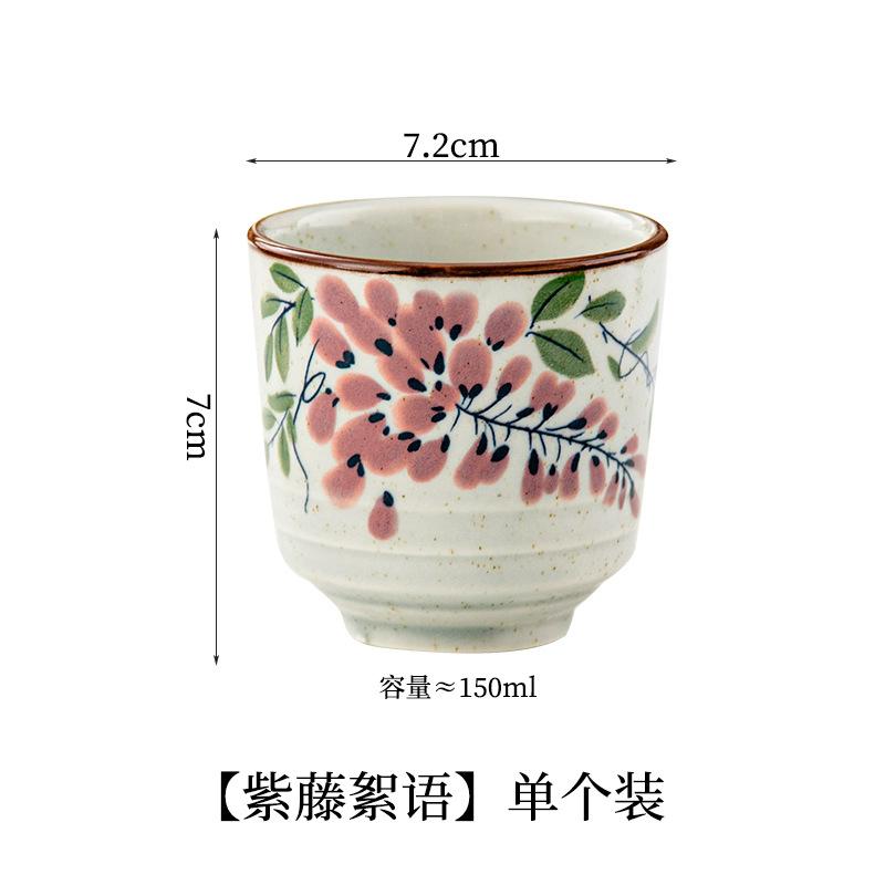 Chinese Ceramic Underglaze Tea Cup Heat Resistant Small Cup Traditional Vintage Style Tea Ware Set for Home Living Room Tea