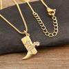 Nidin New Arrival Punk Boot Shape Zircon Pendant Necklace 3 Styles Choice For Female Male Trendy Personality Jewelry Party Gifts
