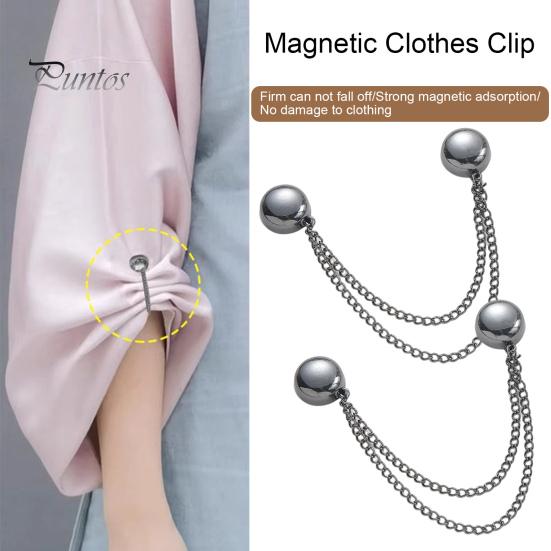 2 Stück Multifunktions-Magnet-Kleiderclip mit Kette, Mehrzweck-Clip aus Metall ohne Stift, Magnetstift zur Befestigung von Kleidung, Schals, Hosenbeinen und Manschetten