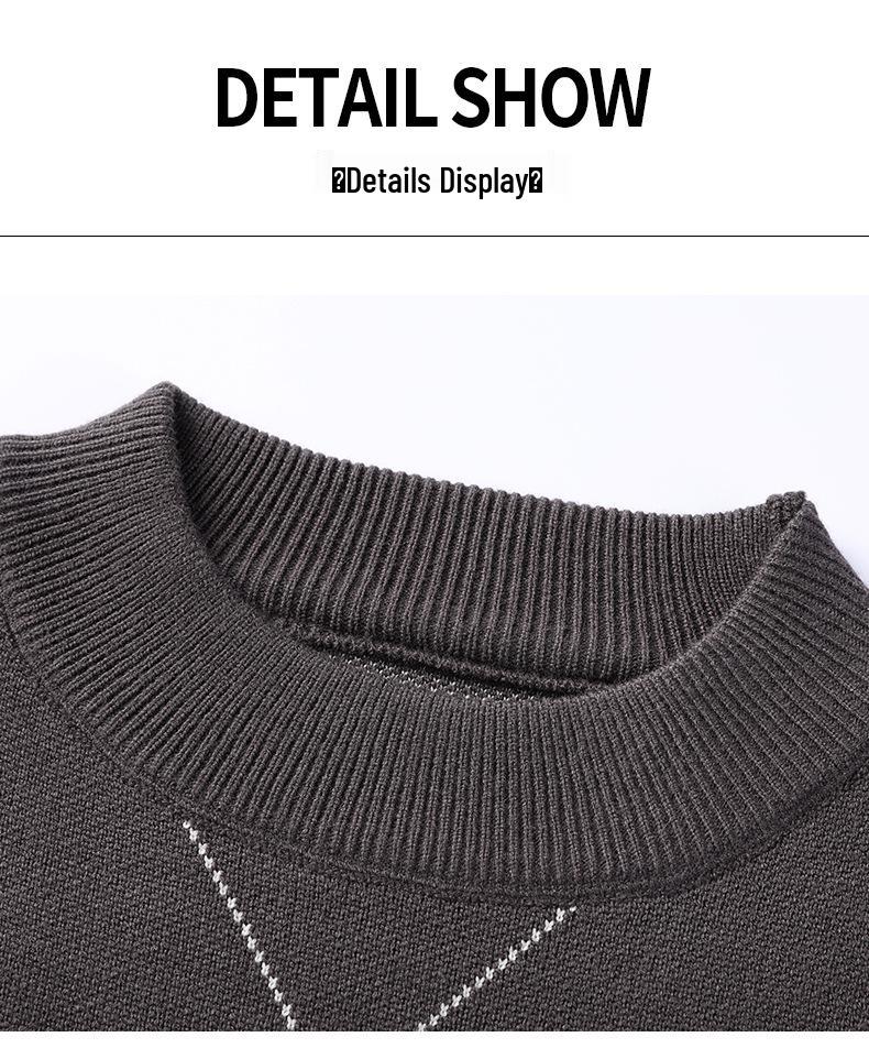 Men's 2025 Autumn/Winter Diamond Jacquard Knit Sweater - Round Neck, Long Sleeve