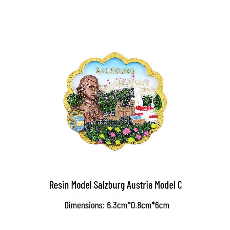 Austrian 3D Resin Fridge Magnet - Vienna & Salzburg Creative Souvenir