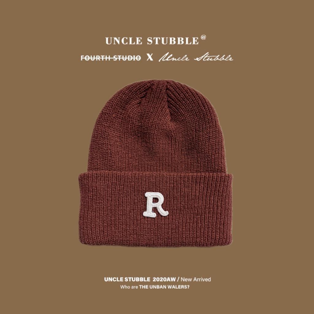 Edition Autumn and Winter Letter R Standard Wool Hat for Men and Women, Simple and Versatile Cold-proof and Warm Cover Cold Hat