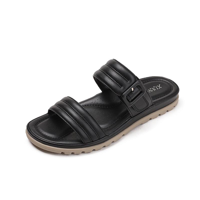 

Тапочки женские летние новые уличные модные для отдыха и отпуска, наступающие на дерьмо сандалии 36 чёрный