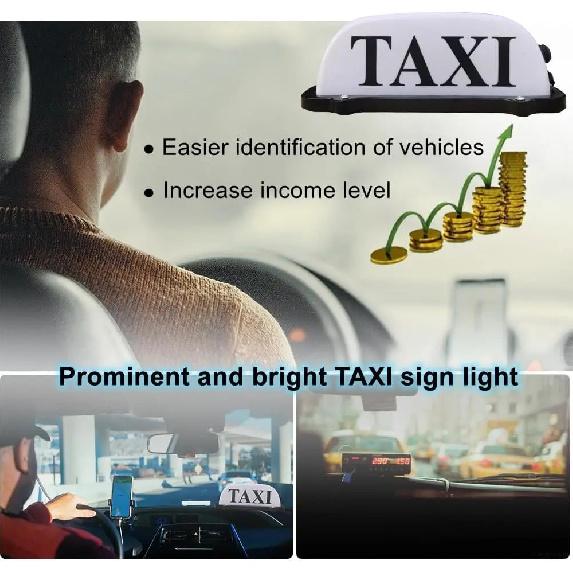 USB Rechargeable Battery Taxi Sign Light,Roof Taxi Sign with Magnetic Waterproof Taxi Cab Roof Top Illuminated Sign