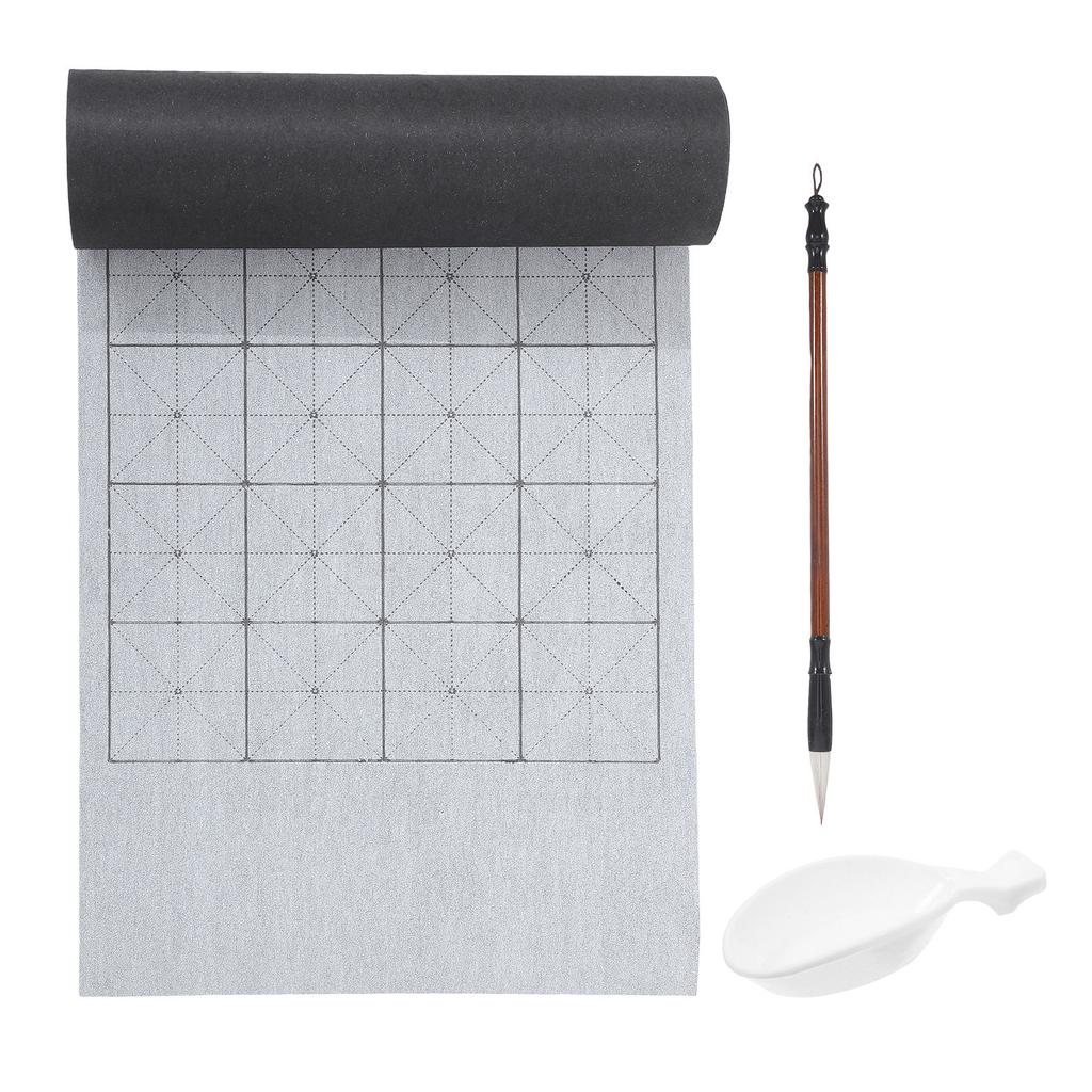 1Set Reusable Water Writing Cloth Chinese Calligraphy Practice Set Brush Pen Water Dish Beginner Daily Calligraphy Training Kit