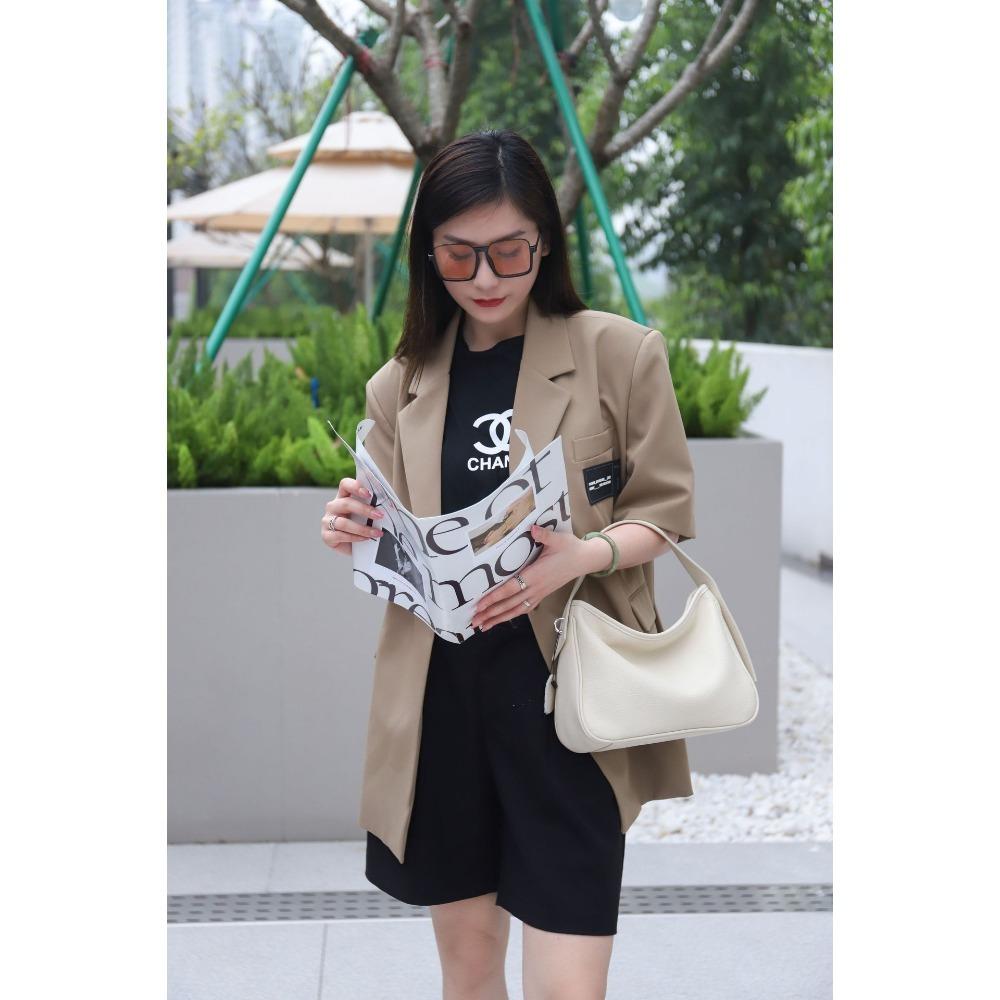 Bag Genuine Leather Women's Niche High-end Feeling Boston Large Capacity Soft Casual Crossbody Tote