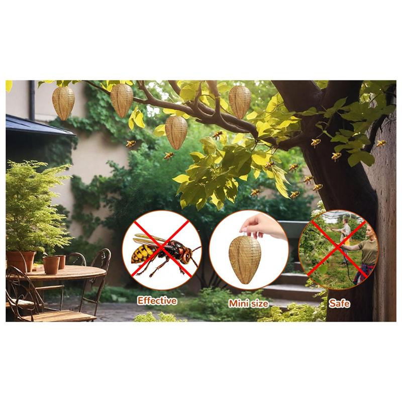 

AEE2-Mini Size Paper Wasp Nest Decoy Hanging Fake Wasp Nest For Wasps Hornets Yellow Jackets