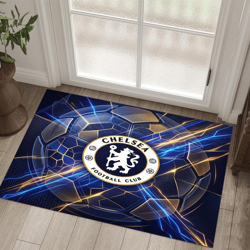 Chelsea FC Design Crystal Velvet Carpet Cozy Non?Slip Printed Rug For Bedroom Living Room Entrance