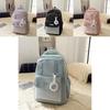 Simple Solid Color Letter Print Student Backpack With Pendant For School And Travel