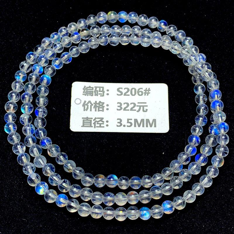 

Браслет из трех колец с кристаллами ледяного голубого цвета для женщин, лунный камень S206#3.5mm