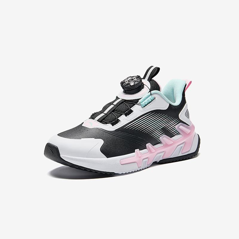 Anta Kids Synthetic Leather Fabric Trendy Lightweight Shock Absorbing Low Top Running Shoes Kids Sneaker Black White A22435532N-3