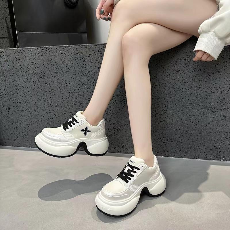 

Zhao Ruth летние новые кроссовки на толстой подошве в стиле панда, повседневные на шнуровке, с перекрещенными цветами, обувь для папы, женская обувь 40 белый