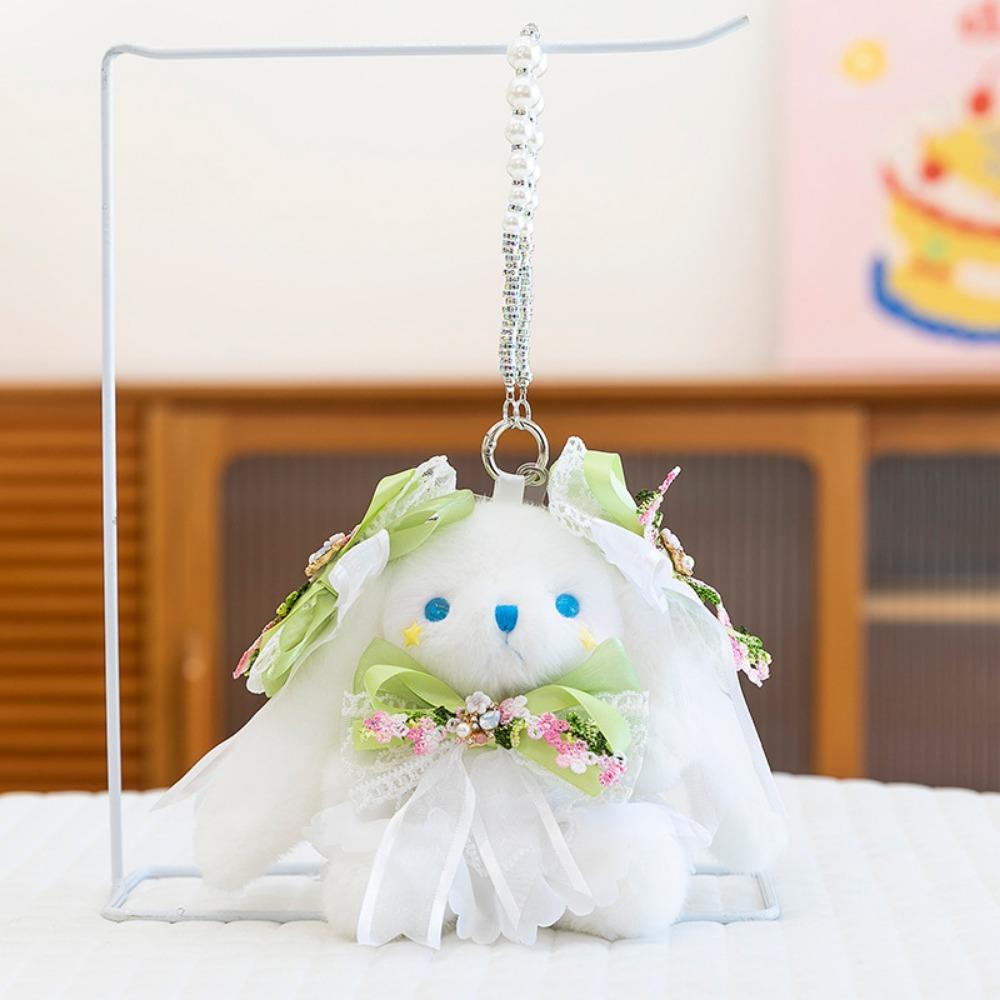 Cartoon Plush Rabbit Keychain Princess Pearl Dress Drooping Ear Rabbit Pendant  Girl's Toy