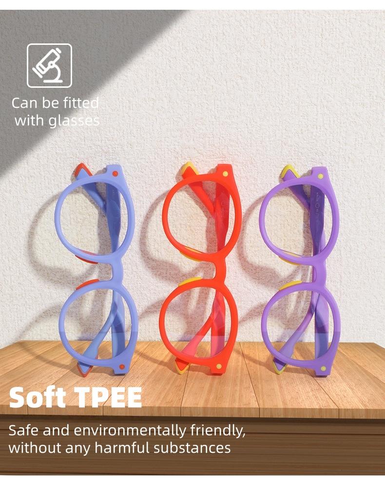 2026 Trendy Round Frame Professional Anti-Blue Light Glasses Ultra-Light Silicone Children's Frame Children's Headgear