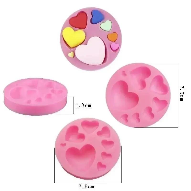 DIY Heart-shaped Cake Mold Colorful Chocolate Candy Paste Heart-shaped Cake Decoration Tool Gummy Silicone Mold Household Items