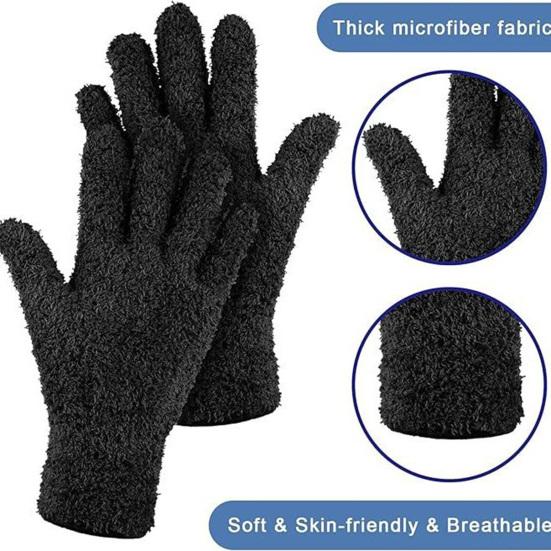 1 Pair Microfiber Dusting Gloves Plant Leaf Cleaning Gloves Fuzzy Dust Removal Gloves for Indoor Plants Furniture Blinds