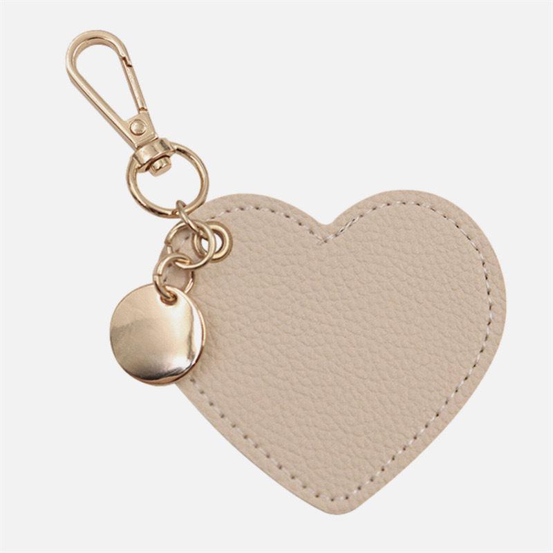 In-Stock Heart-Shaped PU Leather Keychain Pendant - Car Key Gift