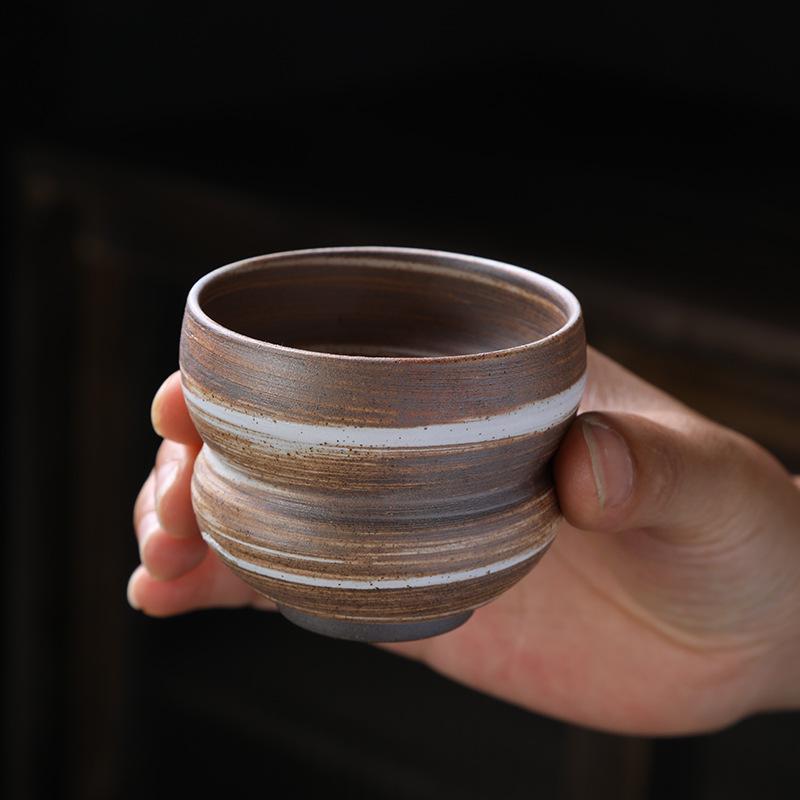 Κούπα τσαγιού από χοντρό κεραμικό, κύρια κούπα, μονή κούπα, μεγάλη ρετρό κεραμική, κούπα τσαγιού σετ τσαγιού Kung Fu, κούπα καφέ wabi sabi, συμπυκνωμένη κούπα καφέ