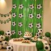 Futbol Partisi Folyo Püsküllü Perde Dekorasyonu 3,28 x 6,56 Ft Yeşil Beyaz Sim Saçaklı Arka Plan Banner Fotoğraf Kabini Aksesuarları Spor Temalı Parti İçin
