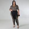 Women's Plus Size Digital Print Two-Piece Set - European & American Casual Style