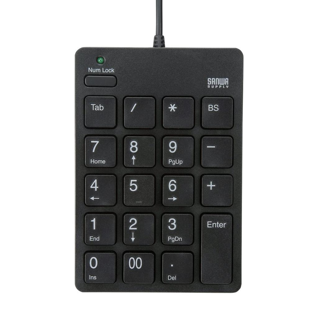 Sanwa Supply NT-18CUBK Numeric Keypad, Wired USB Type-C Connection, Isolation Key, Black