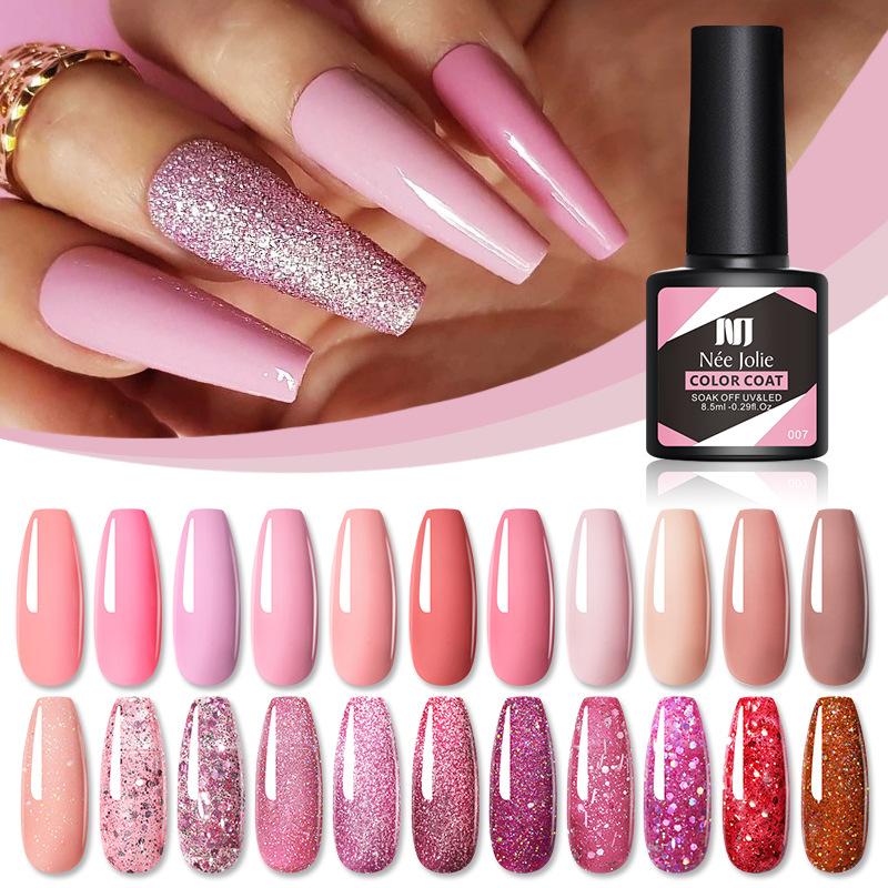 Nee Jolie Set Smalti Gel per Unghie 100 Colori Glitter Base Solida & Top Coat Nuovo Smalto Gel per Unghie da Salone