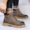 Autumn And Winter Genuine Leather British Style Thick Sole High Top Boots Fashion Boots Popular TrendBoot Men Leather Boots