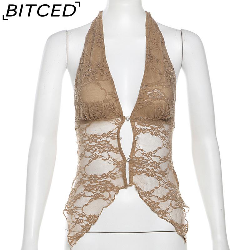 BITCED Summer Women's Solid-Color Slim-Fit Streetwear Halter Neck Sexy Backless Tank Top