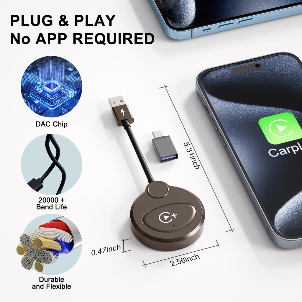 New Mini Smart AI BOX Wireless Video CarPlay Adapter with Netflix/YouTube/Tiktok OEM Wired CarPlay Cars Portable Car Adapter Cable Wired To Wireless