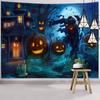 Dark Halloween Horror Tapestry Scared of Zombies Wall Hanging Witch Mysterious Woman  Home Decor Holiday Backdrop