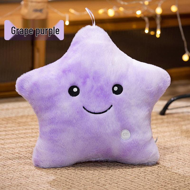 Luminous Five-Pointed Star Throw Pillow: Colorful Plush Toy Decoration for Sofa or Gift