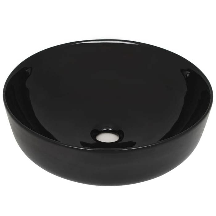VidaXL Lavabo rond Céramique Noir 41,5 x 13,5 cm