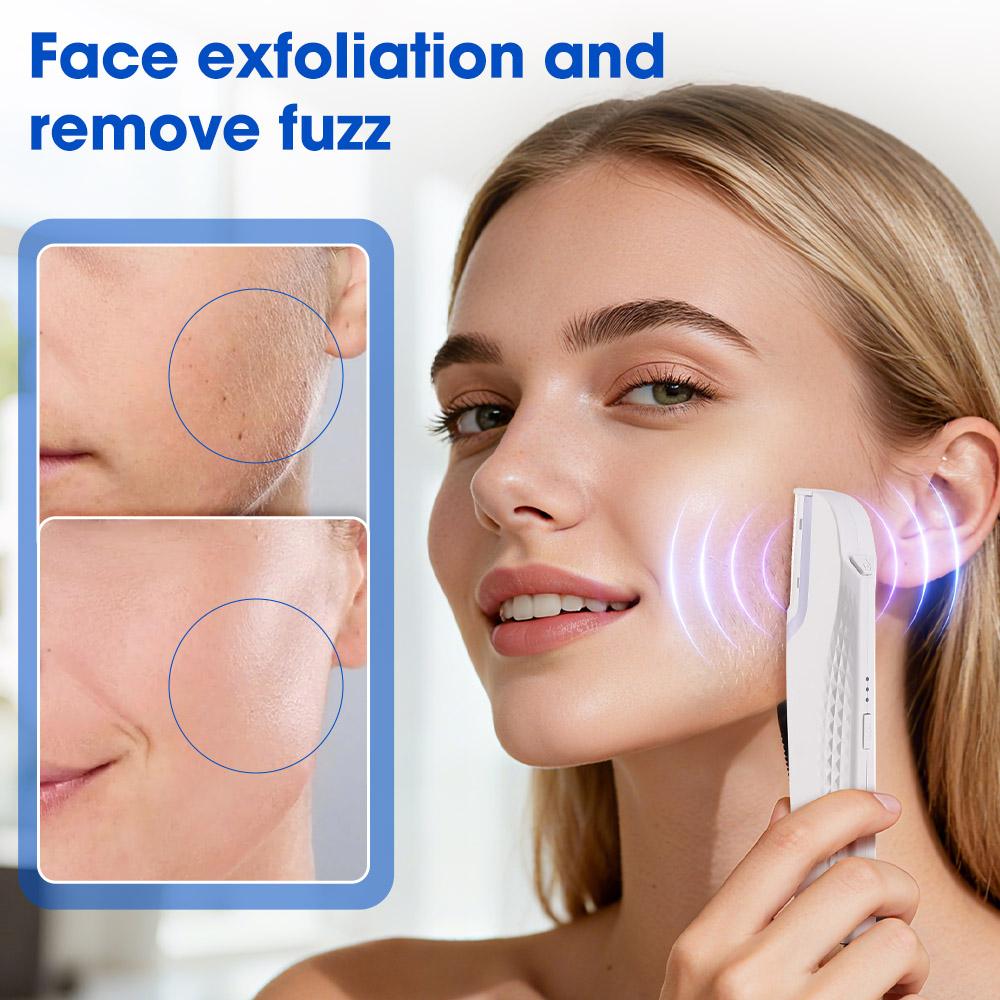 Sonic Lighted Electric Razor Shaver for Eyebrow Facial Hair Removal, Flawless Dermaplaning Tool with 6 Replacement Blades