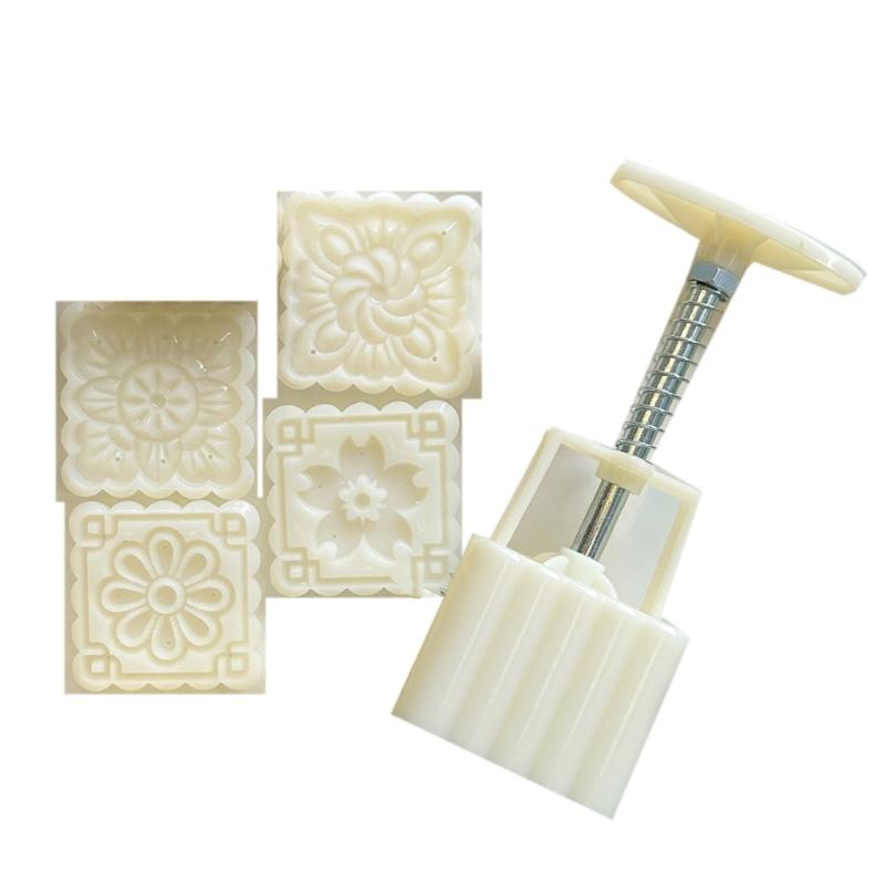 

Cookie Stamps Square Flower Moon Cake Molds Hand Pressure Moon Cake Maker Bakings Tool for MidAutumn Festival