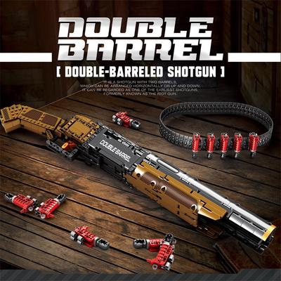 933PCS Double Barrel Sgun Weapon Model Building Blocks Military Classic Gun With Bullet Belt Bricks Toy Kids Holiday Gifts