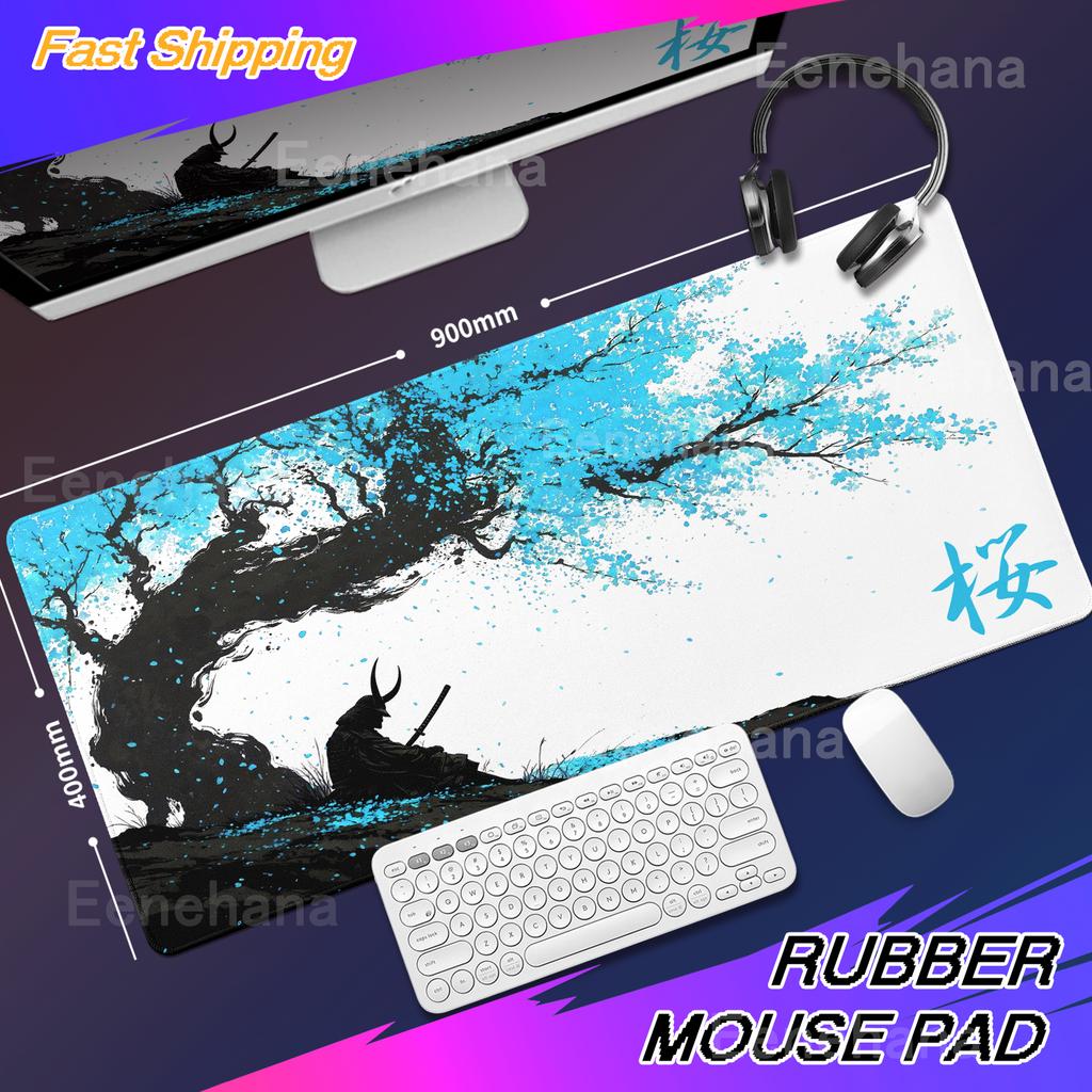 Sakura Samurai Schwarzes Mauspadd Tuschemalerei Kunst Tischmatte Gamer Gaming Laptop Teppich PC Büro Zubehör E-Sport Großes Mauspadd