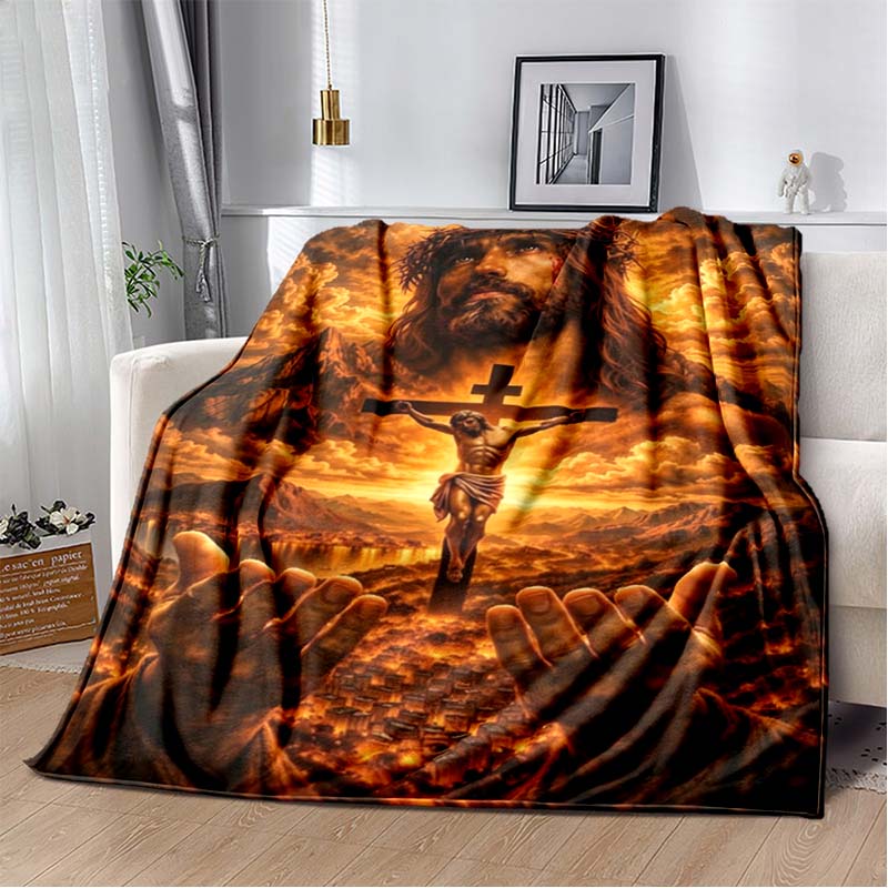 

God Jesus Bible Blanket,portable and Suitable for All Seasons, Making A Unique Birthday Gift.A Soft Flannel Blanket 75x90cm