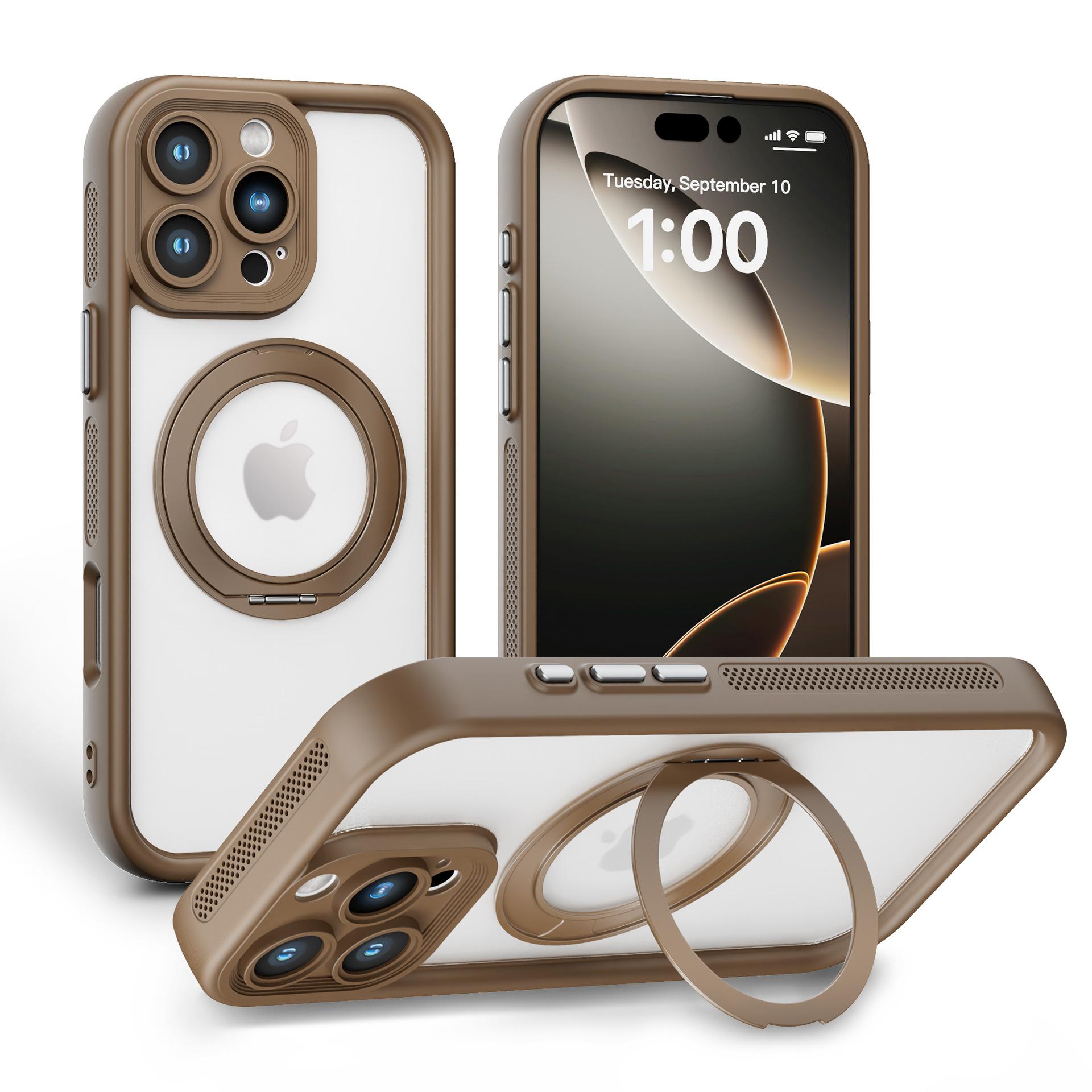

For IPhone 16 2-in-1 Magnetic Bracket Phone Case 360 Degrees for Apple 15 Hardware Rotating Bracket PC Pivot Case IP 16 PRO